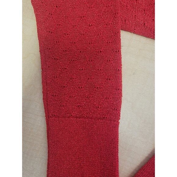 Cat & Jack Girls Red Cardigan Sweater L 10/12 Button-Up Long Sleeve Sparkle Knit - Picture 4 of 7